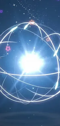 Create a dynamic and interactive phone live wallpaper with a ball of light surrounded by stars, hologram, anime fantasy, atom, hololive, mobius loop, or any unique design to add a futuristic, scientific, or dream-like atmosphere to your phone