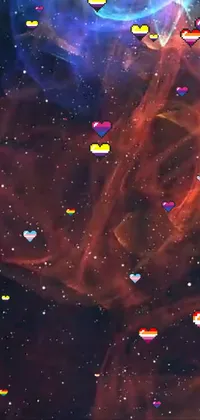 This phone live wallpaper features a stunning, colorful space scene filled with a variety of objects and shapes