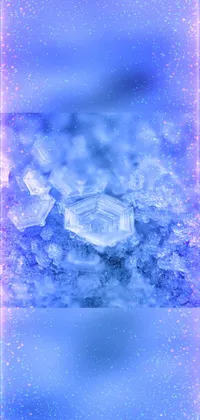 This live wallpaper features a group of ice cubes on a pile of ice, complete with cosmic nebula background and blue light