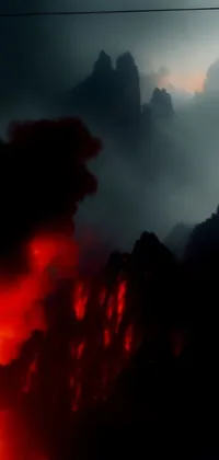 Get a stunning digital wallpaper with this live phone wallpaper featuring a volcano eruption