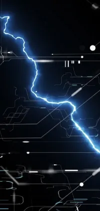 Looking for a dynamic phone wallpaper with a technological touch? This live wallpaper features a striking close-up of a lightning bolt against a deep black background, surrounded by a complex network of circuits and wires, and cryptocurrency symbols