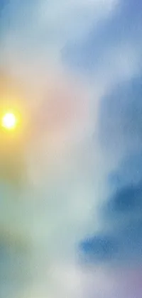 This watercolor live wallpaper for your phone features a stunning depiction of the sun in a cloudy sky