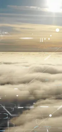 This phone live wallpaper is a mesmerizing digital artwork with a plane flying high above the clouds in a sunny weather