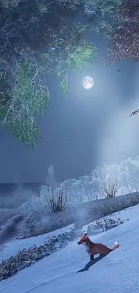 Looking for a dynamic and realistic phone live wallpaper that portrays a skier skiing down a snowy slope? The animation captures the essence of a winter wonderland with the ski trails colored white on the untouched snow adding to the realistic effect