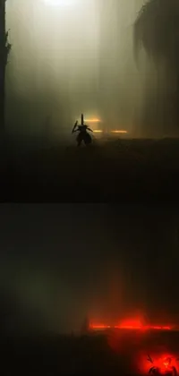 This thrilling phone live wallpaper depicts a motorcycle riding through a misty forest