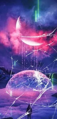 Atmosphere Fireworks Purple Live Wallpaper