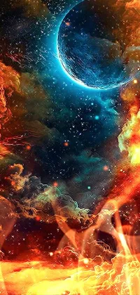 This phone live wallpaper features a planet with a blue ice and orange fire duality in the sky that gives a unique look to any device! The intricate and highly detailed colorful galaxy theme creates hypnotic visuals that perfectly complement the planet, while twinkling stars in the background create a sense of peacefulness
