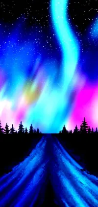 Immerse yourself in the serene beauty of the aurora borealis with this striking phone live wallpaper