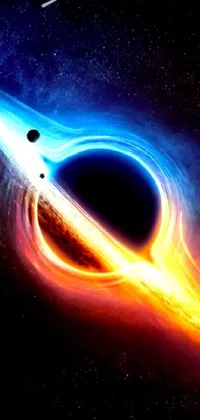 The black hole and star phone live wallpaper displays a striking space art theme
