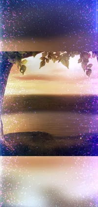 Decorate your phone with a stunning live wallpaper featuring two trees, digital artwork in magical realism style