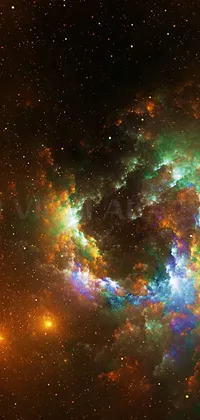 This live wallpaper showcases a breathtaking planetary object surrounded by vibrant nebula and stars in the background