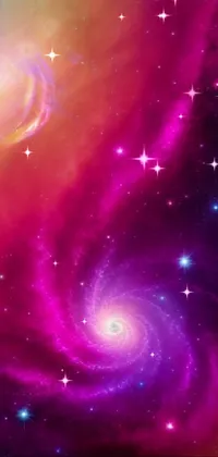 This phone live wallpaper features a colorful spiral galaxy with stars in the background, perfect for adding a trendy touch to your iPhone 15