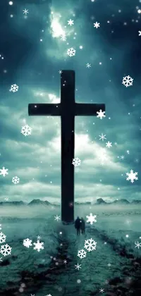 Cross on Snow Live Wallpaper