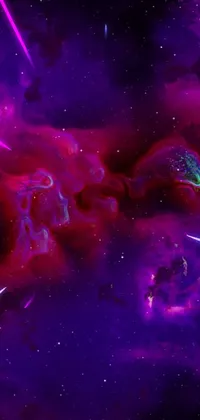 Transform your phone's home screen with the mesmerizing space live wallpaper featuring nebulas, stars, and a mystical magenta aura by Derek Zabrocki