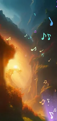 Discover a stunning live wallpaper for your phone featuring a brave man riding a horse through a lush green forest at sunset