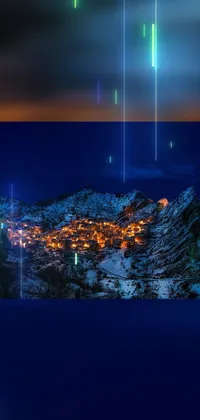 This phone live wallpaper presents a captivating view of a city enveloped in night lights