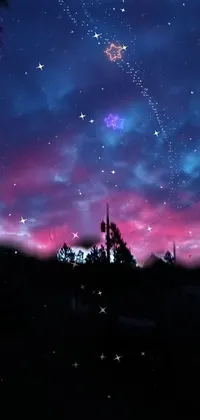 This stunning live wallpaper features a mesmerizing New Mexico sunset scene with a sky painted in pink and blue hues
