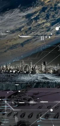 Experience the wonders of digital art with this space-themed live wallpaper for your phone! The awe-inspiring view of a futuristic city is captured from a space station hovering just above it