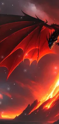 If you enjoy fantasy art, you'll love this phone live wallpaper featuring a stunning dragon flying through the air with its wings outstretched