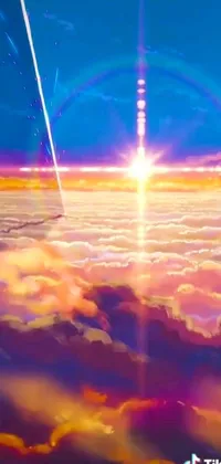 This Live Wallpaper displays a beautiful scene of the sun shining on the clouds