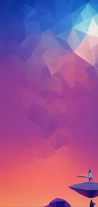 This stunning live wallpaper features a low poly-rendered object at sunset
