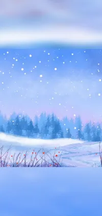 If you want to add a serene and charming touch to your phone's background, this snowy landscape live wallpaper is the perfect option