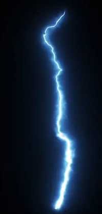 This live wallpaper displays a bright, blue lightning bolt set against a dark, stormy sky