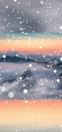 Upgrade your phone with this stunning live wallpaper featuring a beautiful mountain landscape at sunset