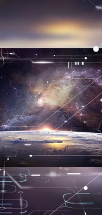 This phone live wallpaper showcases a stunning view of Earth from space, complete with cosmic doors and a galaxy backdrop