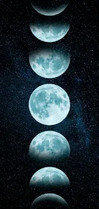 This stunning phone live wallpaper depicts the three phases of the moon in a mesmerizing night sky