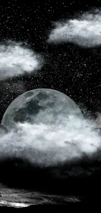 Experience the beauty and mystery of space with this black and white phone live wallpaper