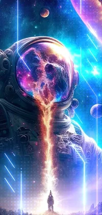 This stunning live wallpaper features a mesmerizing scene of an astronaut in a space suit exploring an otherworldly underwater world