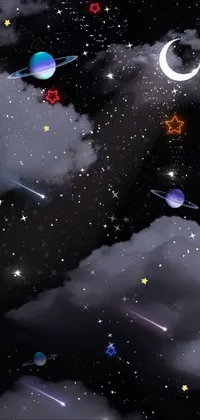 Enjoy the serene beauty of the night sky with this stunning live wallpaper