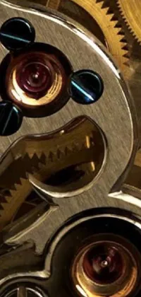 This live wallpaper for your phone displays a close-up of the inner workings of a clock with a micro-detailed image of gears and machinery