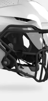 This phone live wallpaper features a football helmet close-up with a black facemask against a white backdrop