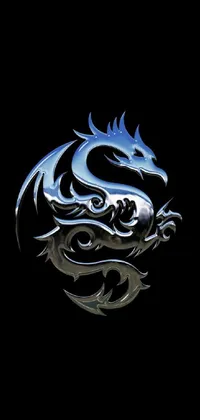 This stunning phone live wallpaper showcases a detailed depiction of a silver dragon against a black backdrop