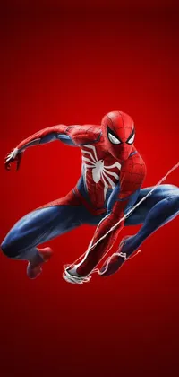 The Spider-man Live Wallpaper showcases a highly-detailed 3D render of the iconic Marvel superhero in his signature red and blue costume