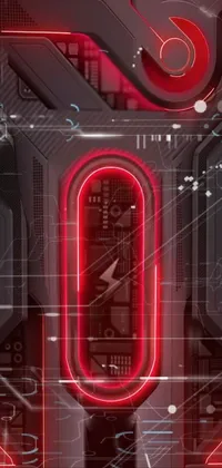This red-themed phone live wallpaper features a close-up shot of a cell phone emitting bright red lights that become the center of attention