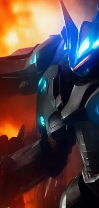 Get a stunning live wallpaper for your phone featuring a futuristic robot with glowing eyes
