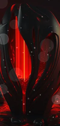 This live wallpaper features a black vase with a glowing red light emitting from within
