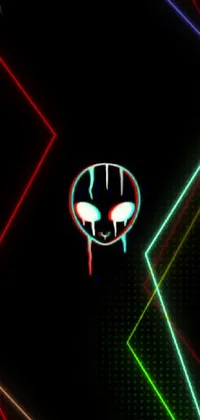 Looking for a striking live wallpaper for your mobile phone? Check out this unique design! Featuring a minimalistic design and an anaglyph effect, this wallpaper showcases a close-up of a face in the dark, surrounded by an eerie album cover with an alien skull design