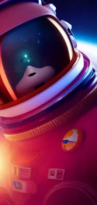 This phone live wallpaper features a remarkable concept art of a space suit-clad individual floating in outer space