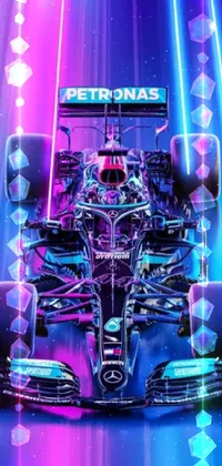 Experience the adrenaline rush of a race car on your phone with this vibrant digital wallpaper