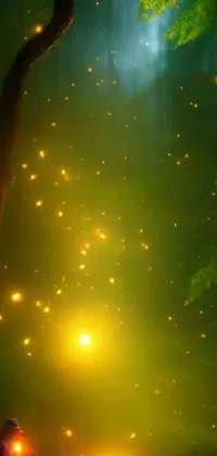 This phone live wallpaper showcases a magical forest with fireflies, making it a perfect choice for the fantasy-lovers out there