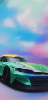 Featuring a green sports car on a racetrack, this live wallpaper will definitely add thrill to your phone's background