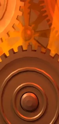 This live wallpaper showcases a vintage wall clock with exposed gears set against a film still from an animation