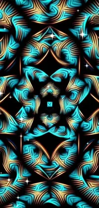 This abstract live wallpaper features a stunning blue and green design set against a black background