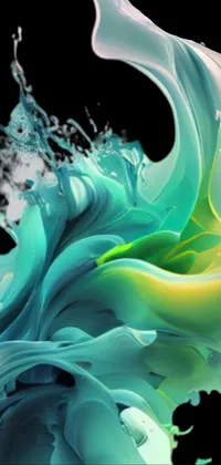 This phone wallpaper features a stunning and modern liquid painting on a black background