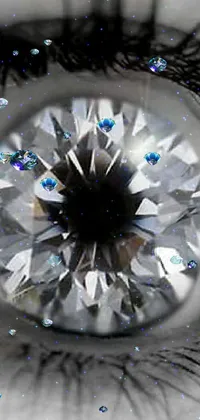 This stunning phone live wallpaper showcases a diamond set within the iris of a photorealistic eye