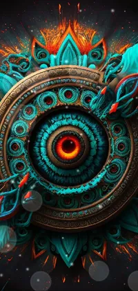This animated phone wallpaper shows a circular artifact in an intricately styled fantasy design